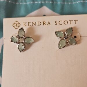 Kendra Scott Silver and Green Earrings